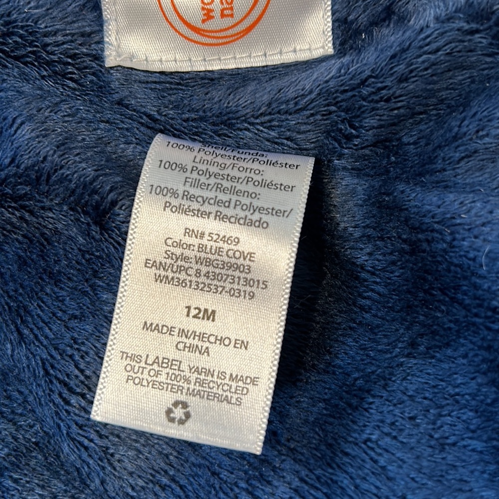 Wonder Nation brand infant 12 months hooded coat.  Navy w/pink hearts. - Picture 5 of 9